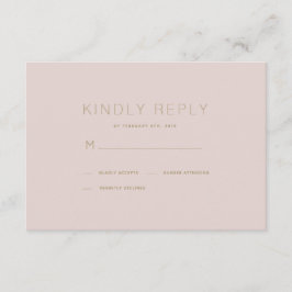 Simple y moderna tarjeta RSVP de boda rosada rosad