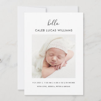 Simple y moderno anuncio de nacimiento de foto