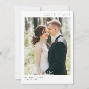 Simple y moderno boda mínimo tarjeta de agradecimi