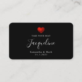 Simple y moderno Boda rojo corazón tarjeta de plaz