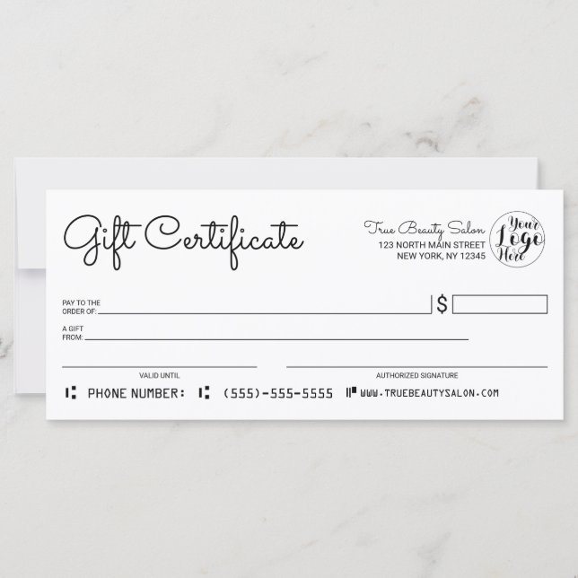 Simple y moderno certificado de regalo de cheque b (Anverso)
