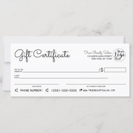 Simple y moderno certificado de regalo de cheque b
