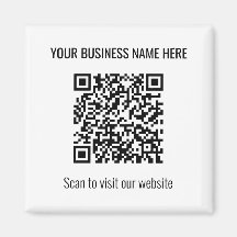 Simple y moderno código QR cuadrado imán blanco
