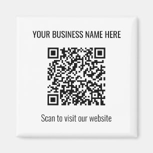 Simple y moderno código QR cuadrado imán blanco