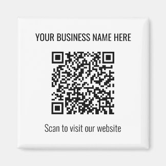 Simple y moderno código QR cuadrado imán blanco