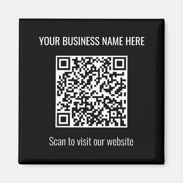 Simple y moderno código QR cuadrado imán negro (Frente)