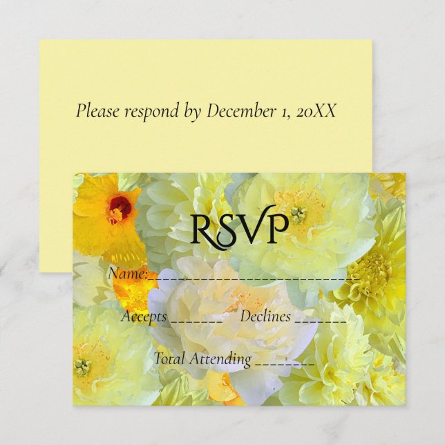 Simple Yellow Floral Wedding RSVP (Anverso / Reverso)