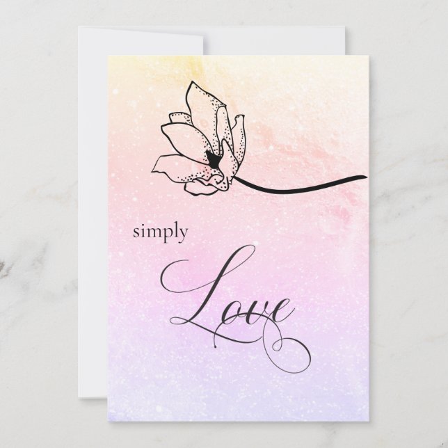 "SIMPLEMENTE AMO Pastel Boda Floral Invitación Lun (Anverso)