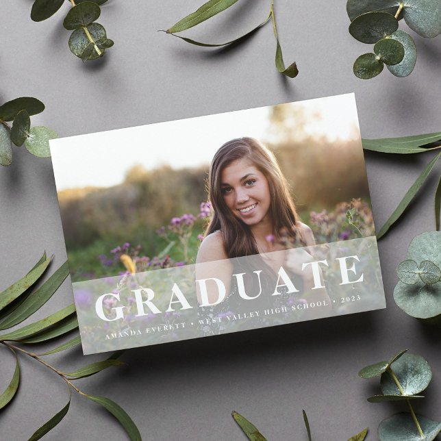 Simplemente blanco | Tarjeta de Invitación de grad (Subido por el creador)