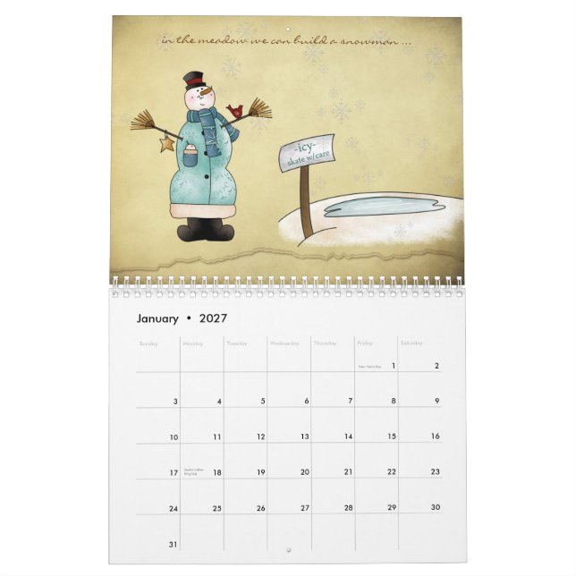 Simplemente calendario del país (Jan 2027)