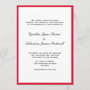 Simplemente color borde rojo invitación de boda ne