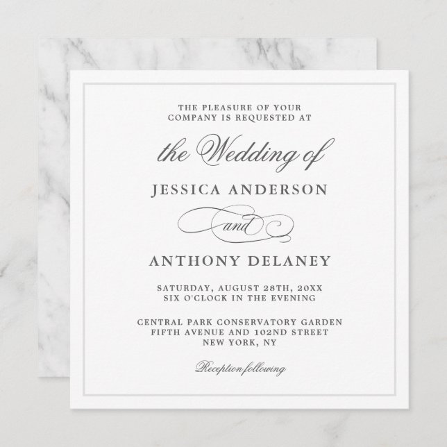 Simplemente elegante asunto Invitación a la boda c (Anverso / Reverso)