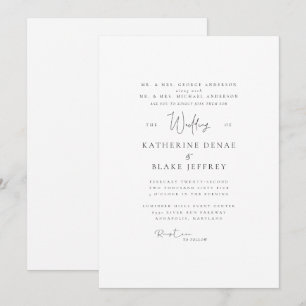 Simplemente Elegante Boda Invitación de ambos padr
