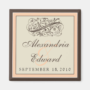 Simplemente elegante imán de favor de la boda: mel