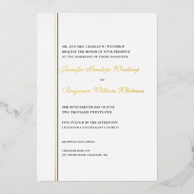Simplemente elegante invitación a la boda de Relie (Anverso)
