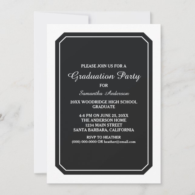Simplemente elegante invitación a la fiesta de gra (Anverso)