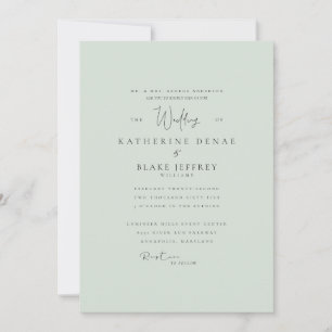 Simplemente Elegante Invitación de Boda Verde Ment