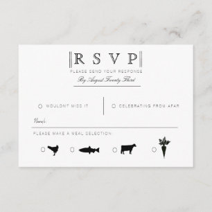 Simplemente elegante   RSVP moderna en blanco y ne