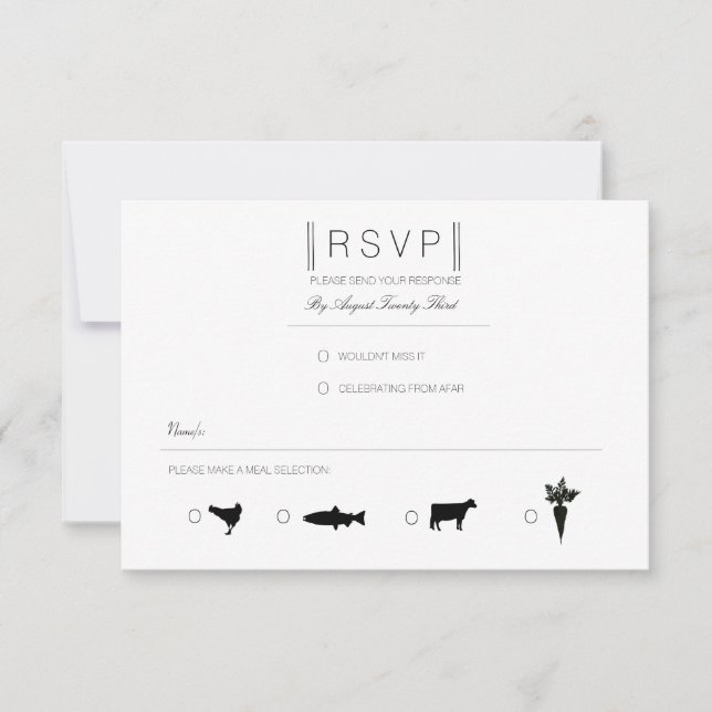 Simplemente elegante | RSVP moderna en blanco y ne (Anverso)