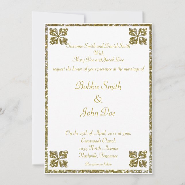 Simplemente invitación a la boda de oro (Anverso)