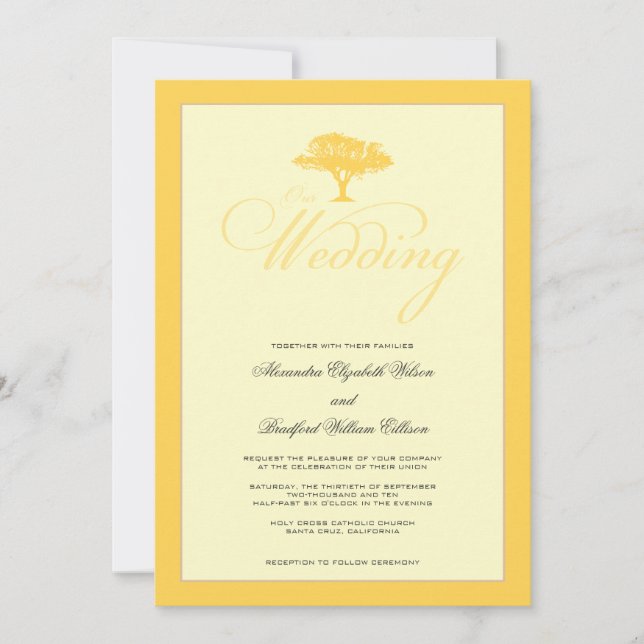 Simplemente invitación formal de la boda del árbol (Anverso)