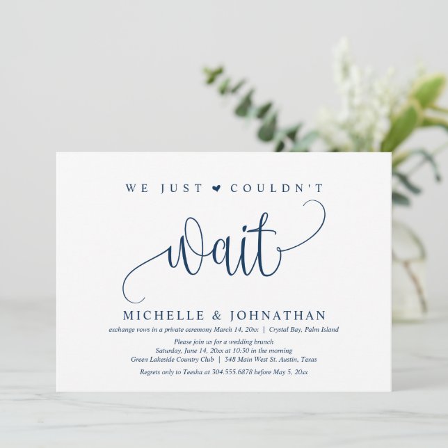 Simplemente no pudimos esperar, Invitación de Boda (Anverso de pie)