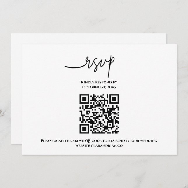Simplemente tarjeta QR Code RSVP (Anverso / Reverso)
