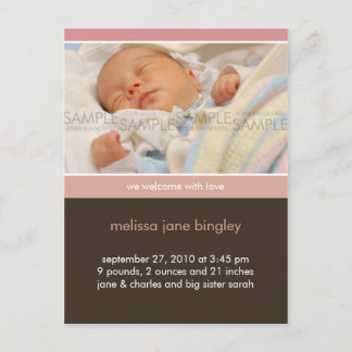 Simplemente Tú Rosa/Marrón • Anuncio de nacimiento