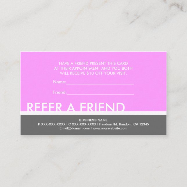 Simples grises rosas claros refieren tarjetas de (Anverso)