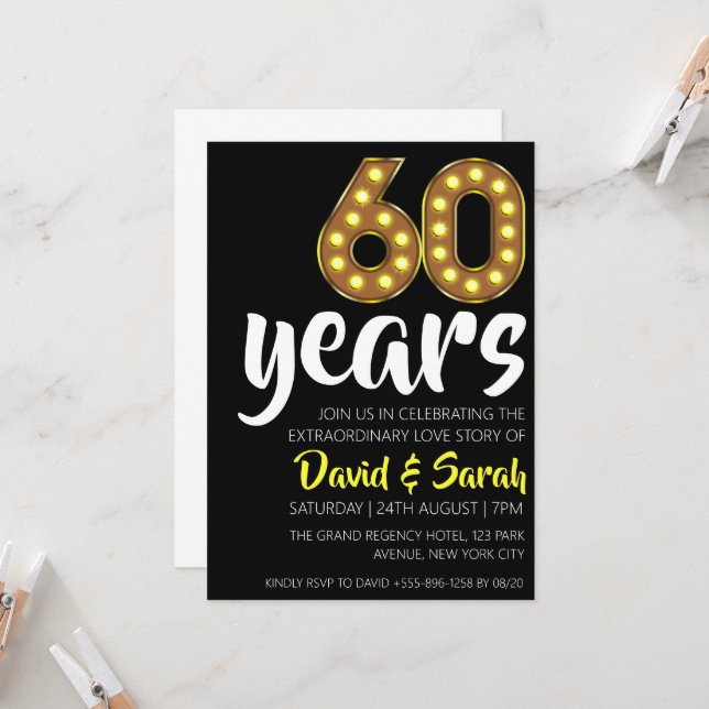 simples invitaciones blancas del 60° aniversario b (Anverso/Reverso In Situ)