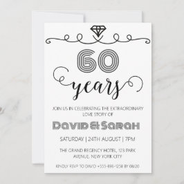 simples invitaciones blancas del 60° aniversario b