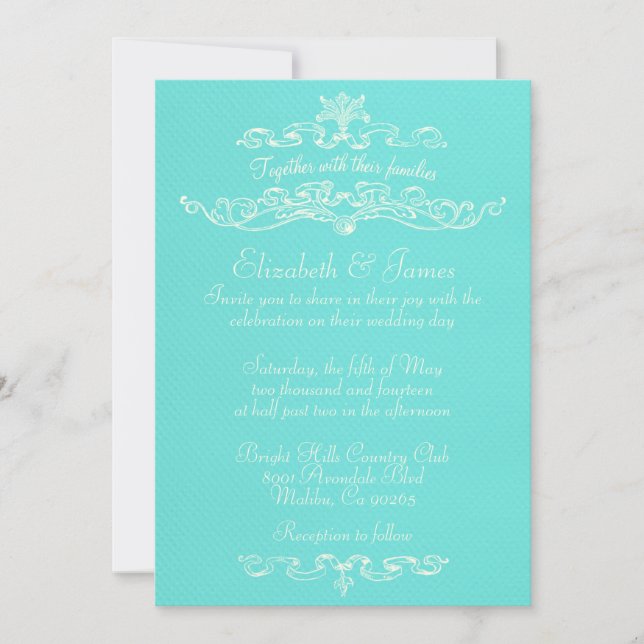 Simples invitaciones de matrimonio Verde azulado d (Anverso)