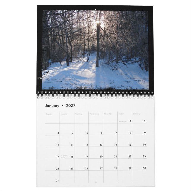 Simplicidad - Calendario fotográfico (Jan 2027)