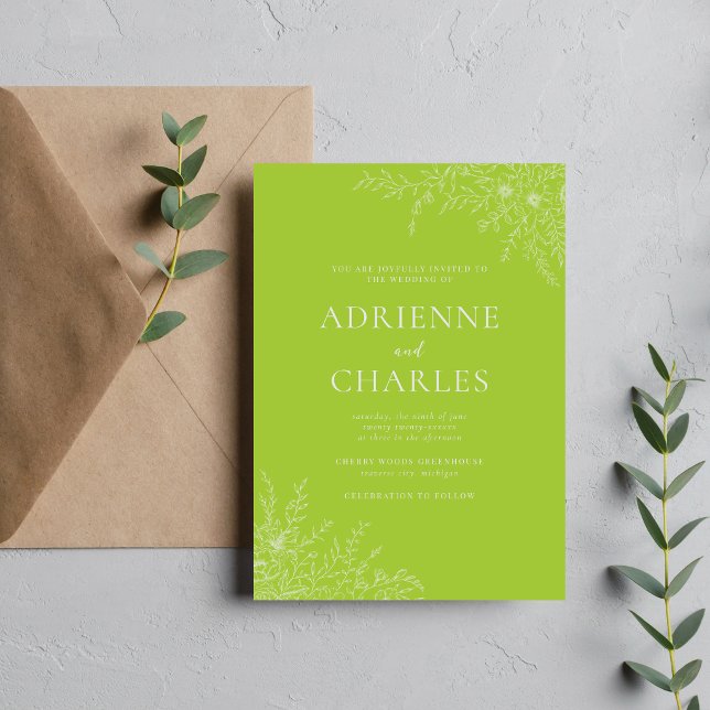 Simplicidad Floral 1 Invitación de Boda Minimalist (Subido por el creador)