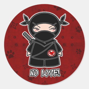 ¡Sin amor! Ninja En Pegatina Rojo