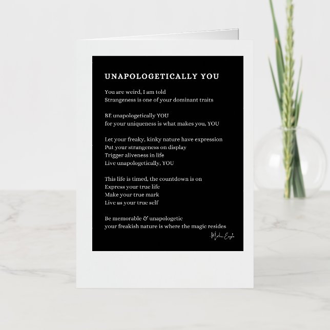 Sin arrepentimiento, eres tú mismo poema (Anverso)