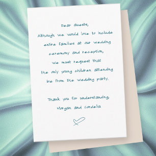 Sin Boda infantil o palabras de recepción