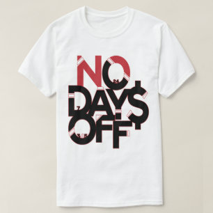 Sin días libres de ropa: camiseta roja negra y bla