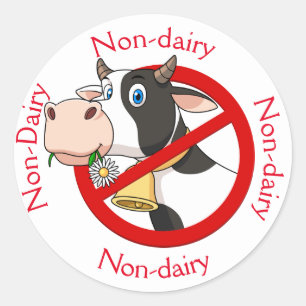 Sin lácteos con pegatina de vaca redonda