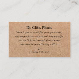 sin regalos, por favor, nota sobre regalos de boda