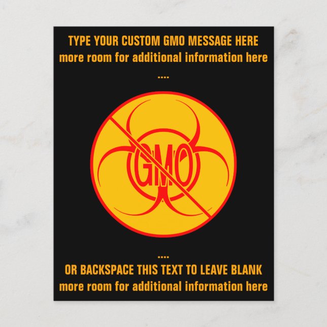 Sin volantes GMO Biohazard Personalizados GMO (Frente)