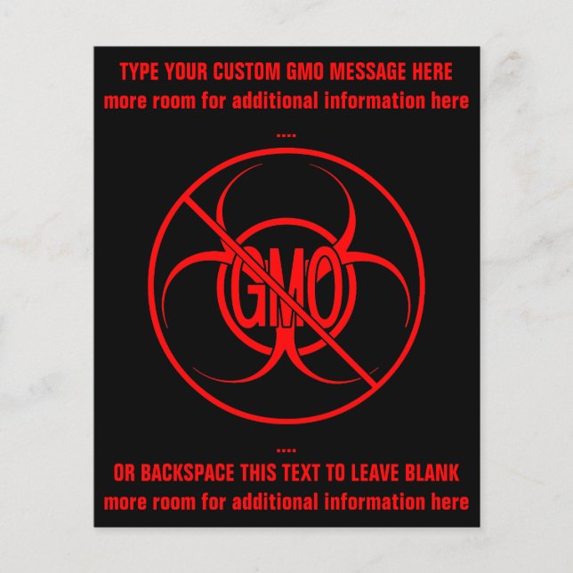 Sin volantes GMO Biohazard Personalizados GMO (Frente)