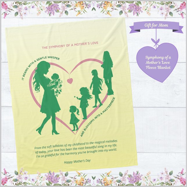 Sinfonía de la manta de la novia del amor de una m (Symphony of a Mother's Love Fleece Blanket - Mother's Day Gift)