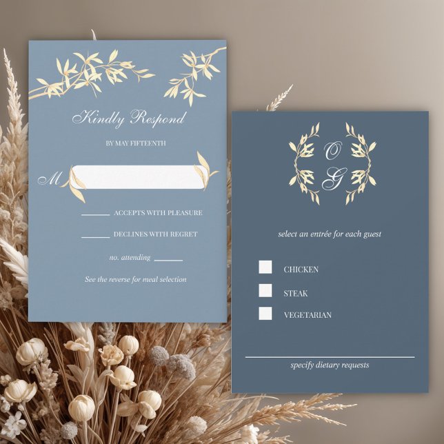 Sinfonía floral eterna en boda azul RSVP (Subido por el creador)