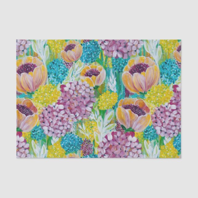 Sinfonía Hydrangea Papel de tejido floral de amapo (Anverso)