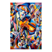 Sinfonía Vibrante: Arte Abstracto de Violinista