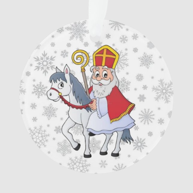 Sinterklaas y su ornamento del caballo blanco (Anverso)