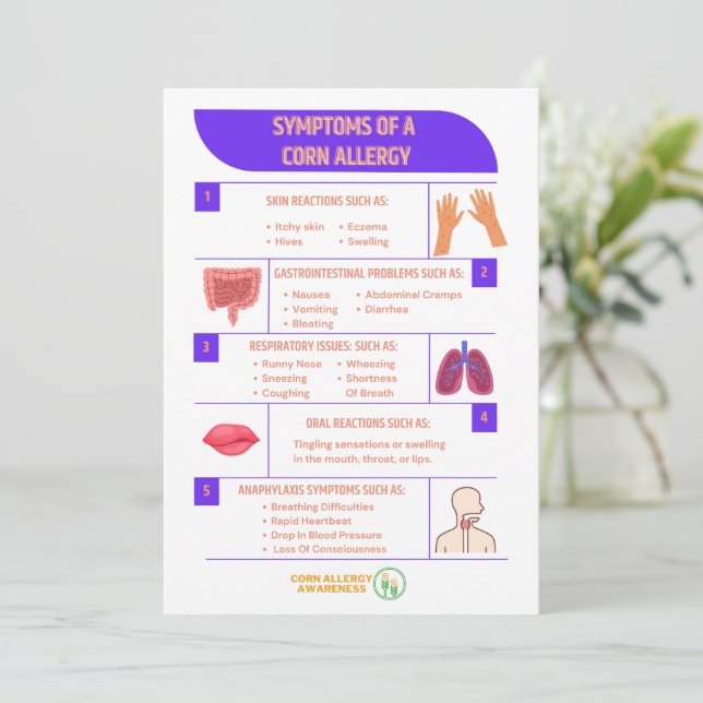 Síntomas De Una Alergia Del Maíz 5x7 Tarjetas (Anverso de pie)