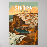 Sintra Portugal Ilustración Arte de Viaje Vintage