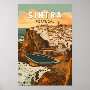 Sintra Portugal Ilustración Arte de Viaje Vintage